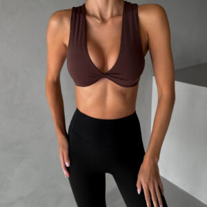 Hnědý sportovní jóga top FANDRIA Velikost: L