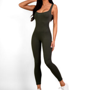 Khaki basic dlouhý žebrovaný overal KENBERG Velikost: ONESIZE