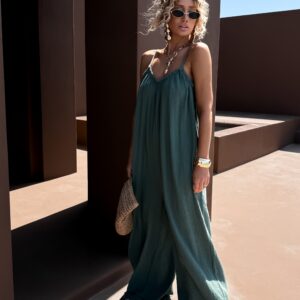 Khaki mušelínový maxi overal ZEVANDER Velikost: ONESIZE