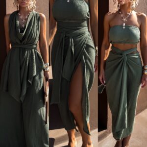 Khaki mušelínový variabilní přehoz šaty top DASHER Velikost: ONESIZE