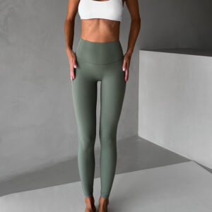 Khaki sportovní tvarující legíny ZEMIRA Velikost: L