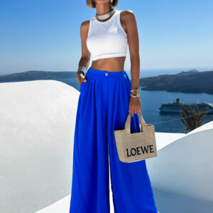 Královsky modré široké extra wide leg kalhoty VATIKA Velikost: ONESIZE