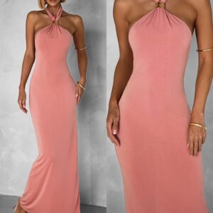 Lososové dlouhé elastické šaty GUARDA Velikost: ONESIZE