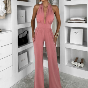 Lososový dlouhý overal AMAQUIE s výstřihem Velikost: ONESIZE