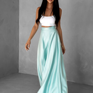 Mentolová saténová dlouhá sukně DENISSE zavinovací Velikost: ONESIZE