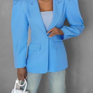 Modré elegantní sako KOMERA s vysokými rameny Velikost: ONESIZE