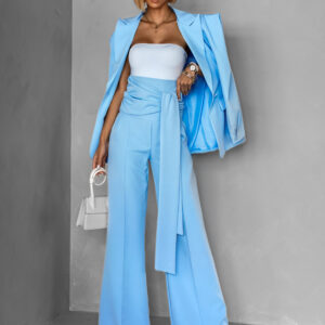 Modré kalhoty BRONDAN s ultra vysokým pasem Velikost: S