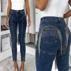 Modré slim fit skinny úzké džíny ORMELLA Velikost: M