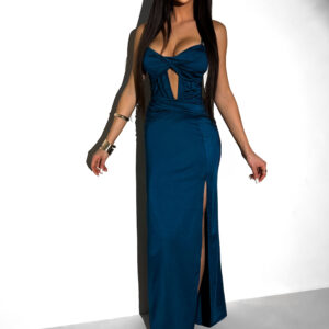 Petrolejové dlouhé společenské šaty LIMONA Velikost: ONESIZE