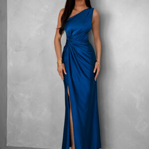 Petrolejové saténové šaty FIAMMAR na jedno rameno Velikost: ONESIZE