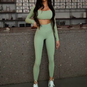 Pistáciové jóga legíny TERNILA s vysokým pasem Velikost: L