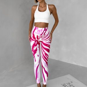 Růžové sportovní fitness legíny OLIRYA s push-up efektem Velikost: L