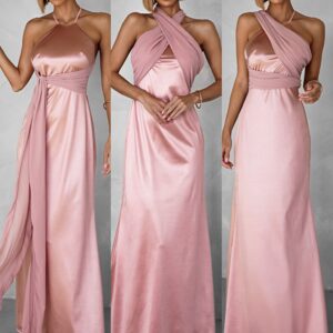 Růžové variabilní dlouhé elegantní šaty BOLZANO Velikost: ONESIZE