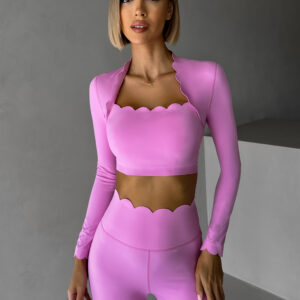 Růžový sportovní pilates top LUNIRA s dlouhým rukávem Velikost: M