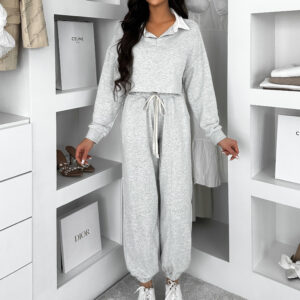 Šedá bavlněná tepláková souprava DURIEN Velikost: ONESIZE