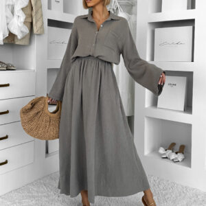 Šedohnědý mušelínový komplet BELIANE se sukní Velikost: ONESIZE