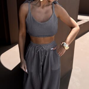 Šedohnědý mušelínový top KOROTA na ramínka Velikost: ONESIZE