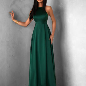 Smaragdové dlouhé saténové šaty HAMBUR Velikost: ONESIZE