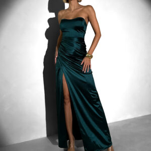 Smaragdové společenské dlouhé korzetové šaty KARLOT Velikost: ONESIZE