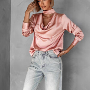 Starorůžová saténová halenka MELMUSA Velikost: ONESIZE