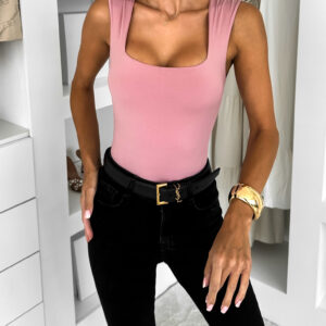 Starorůžové elastické basic body STEGOSA s výstřihem Velikost: ONESIZE