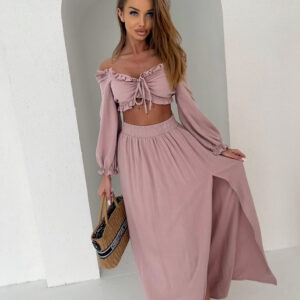 Starorůžový 100% len komplet MOVEA Velikost: ONESIZE