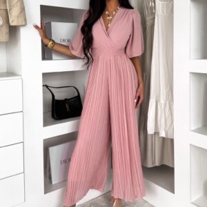 Starorůžový plisovaný dlouhý overal QVAKALA Velikost: ONESIZE