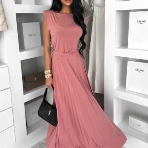 Starorůžový plisovaný elegantní komplet LEEROYA Velikost: ONESIZE