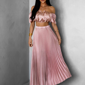 Starorůžový plisovaný komplet ZERA se sukní Velikost: ONESIZE