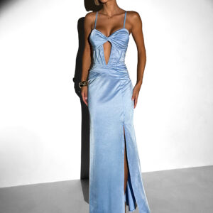 Světle modré dlouhé společenské šaty LIMONA Velikost: ONESIZE