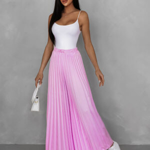 Světle růžové dlouhé plisované culotte kalhoty SYCHER Velikost: ONESIZE