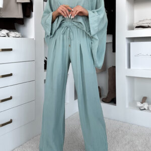 Světle tyrkysové lehké kalhoty LARYS Velikost: ONESIZE