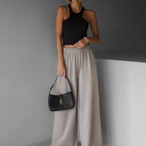 Tmavě béžové široké culotte tepláky BELONA Velikost: ONESIZE