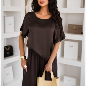 Tmavě hnědá oversize tunika AEROFF Velikost: ONESIZE