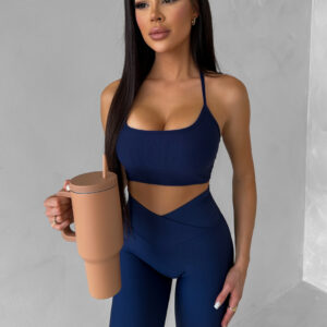 Tmavě modrá sportovní jóga podprsenka HALIRA Velikost: L