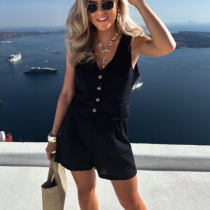 Tmavě modré letní krátké lněné kraťasy NAILOT Velikost: ONESIZE