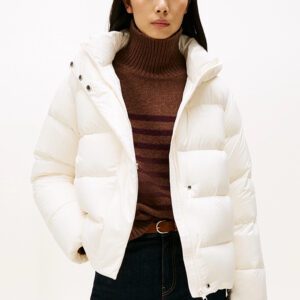 Tommy Hilfiger dámská krémová péřová bunda  WW0WW45739YA8 L