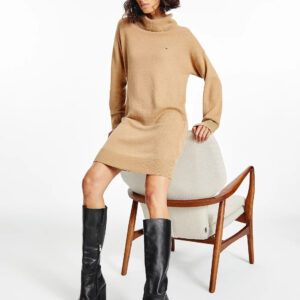 Tommy Hilfiger dámské béžové šaty Softwool WW0WW31450 L