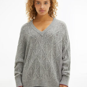 Tommy Hilfiger dámský šedý svetr se vzorem WW0WW31592 L