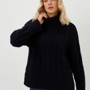 Tommy Hilfiger dámský tmavě modrý rolákový svetr WW0WW39886 XL