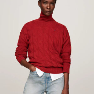 Tommy Hilfiger dámský vínový svetr WW0WW43102 L