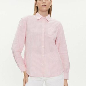 Tommy Jeans dámská pruhovaná růžová košile DW0DW17737 M