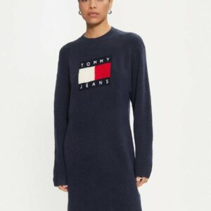 Tommy Jeans dámské modré úpletové šaty DW0DW18719 XL