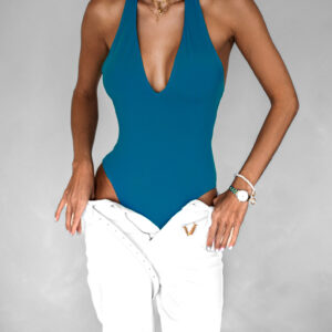 Tyrkysové body EILEEN  s výstřihem Velikost: ONESIZE