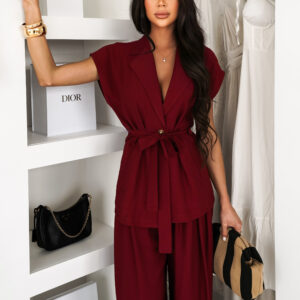 Vínová elegantní vesta OMARIA s vázáním Velikost: ONESIZE