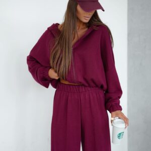 Vínová luxusní široká tepláková souprava MATHUA Velikost: ONESIZE