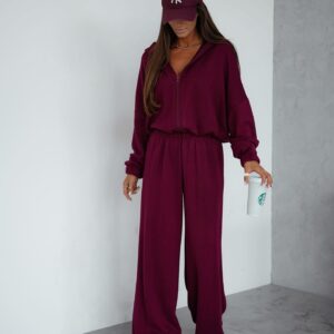 Vínová luxusní široká tepláková souprava MATHUA Velikost: ONESIZE