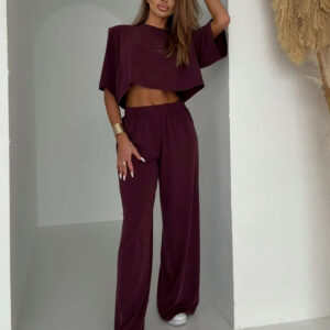 Vínový kalhotový stylový komplet BELLEZA s vycpávkami Velikost: ONESIZE