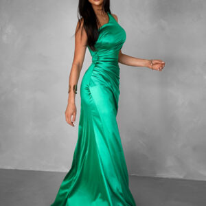 Zelené dlouhé asymetrické šaty KULOSA s rozparkem Velikost: ONESIZE