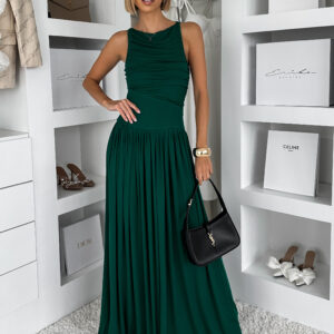 Zelené elegantní dlouhé šaty LORAVIA Velikost: L